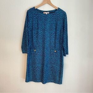 Jude Connally navy blue and teal Long Sleeve‎ Dress with pockets